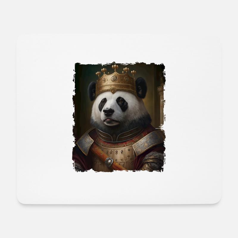 Renaissance Pet Portrait Großer Panda König Krone - Mousepad (Querformat) - Weiß