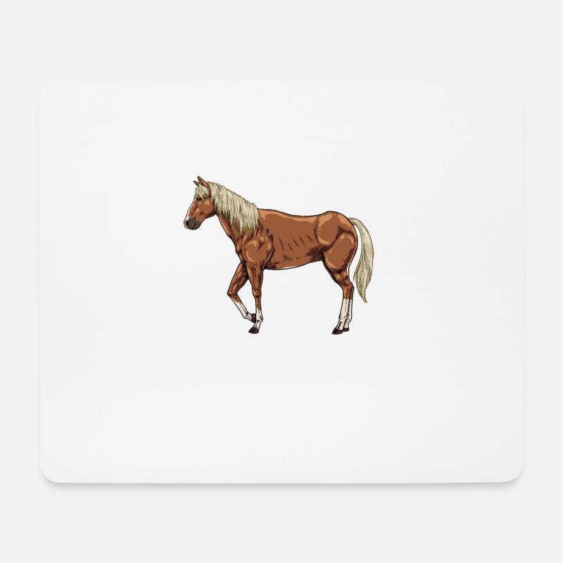 Zeichnung eines Haflinger - Mousepad (Querformat) - Weiß