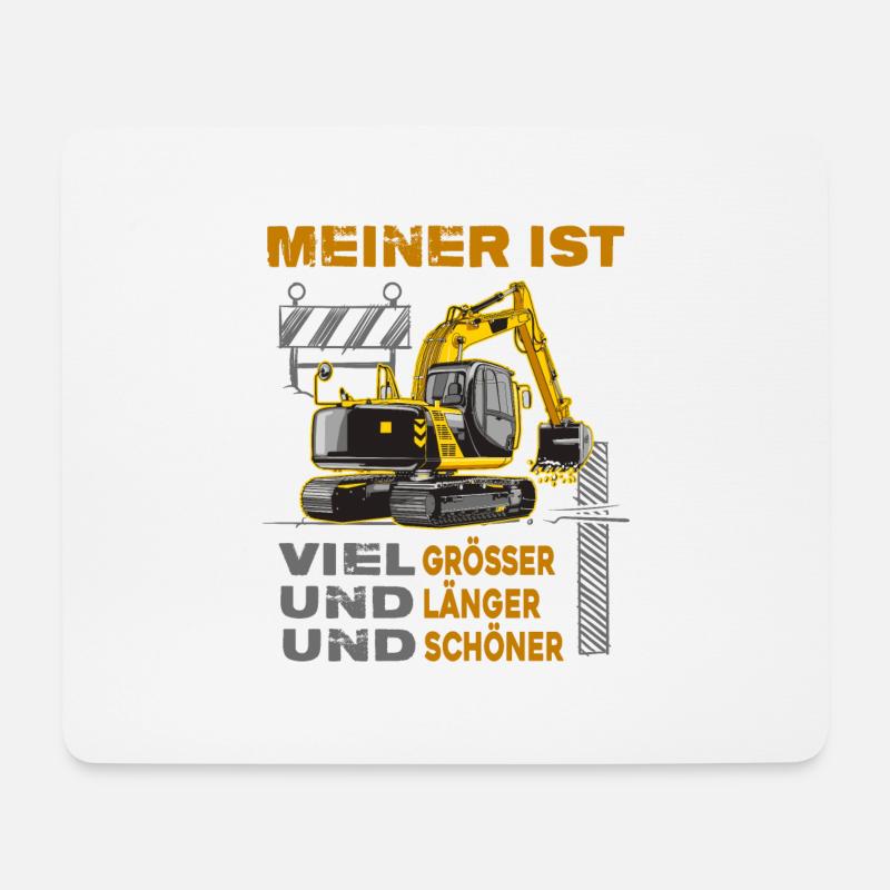 Bagger Baggerfahrer große Baggerschaufel Bau-memes - Mousepad (Querformat) - Weiß