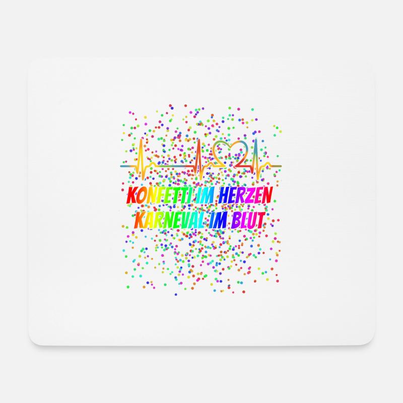 EKG Kurve - Herzkurve - Puls - Karneval - Konfetti - Mousepad (Querformat) - Weiß