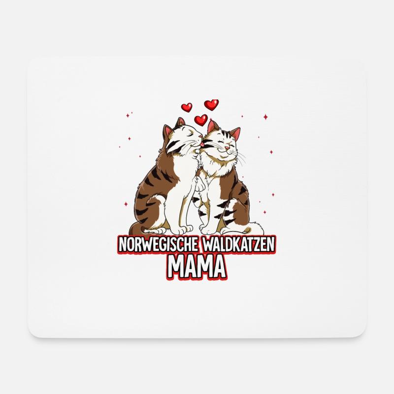 Norwegische Waldkatzen Mama - Mousepad (Querformat) - Weiß