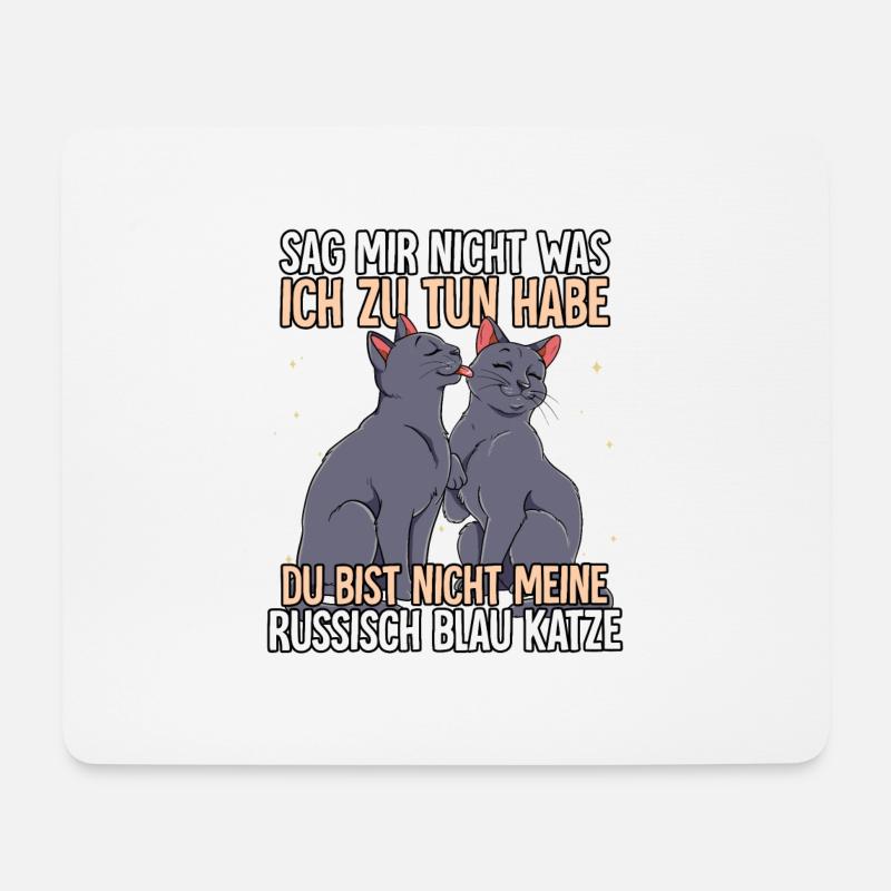 Russisch Blau Katze - Mousepad (Querformat) - Weiß