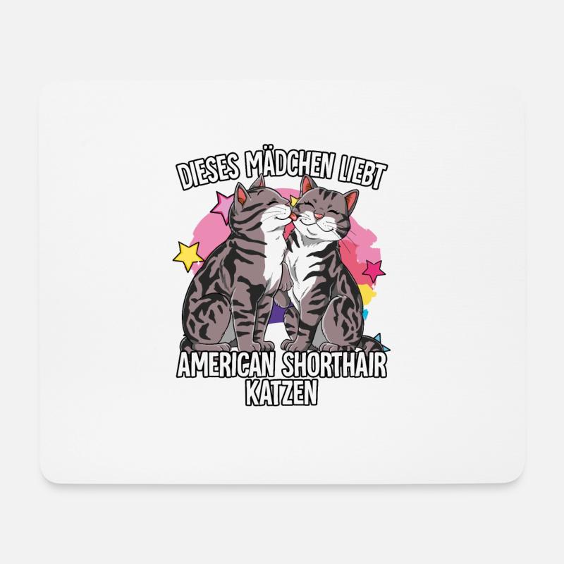 Dieses Mädchen liebt American Shorthair Katzen - Mousepad (Querformat) - Weiß