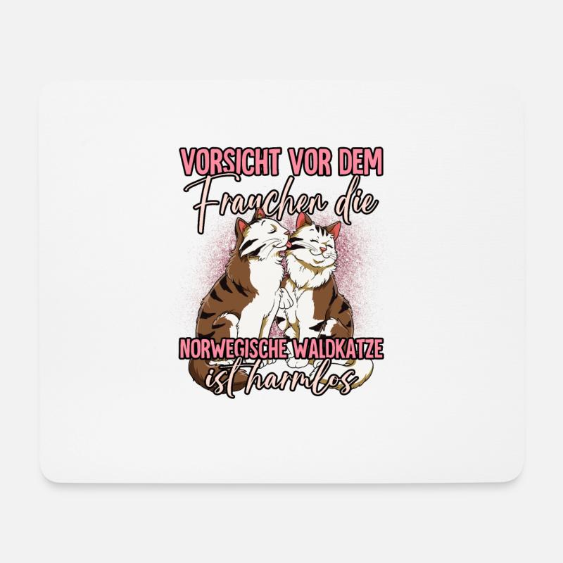Norwegische Waldkatzen - Mousepad (Querformat) - Weiß