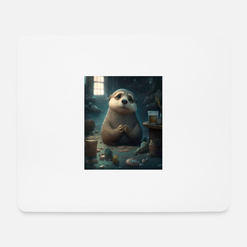 Self Conscious Worried Otter Funny Sea Otter Puns - Mousepad (Querformat) - Weiß