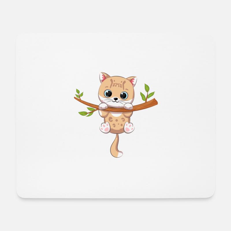 Ozelot - Mousepad (Querformat) - Weiß