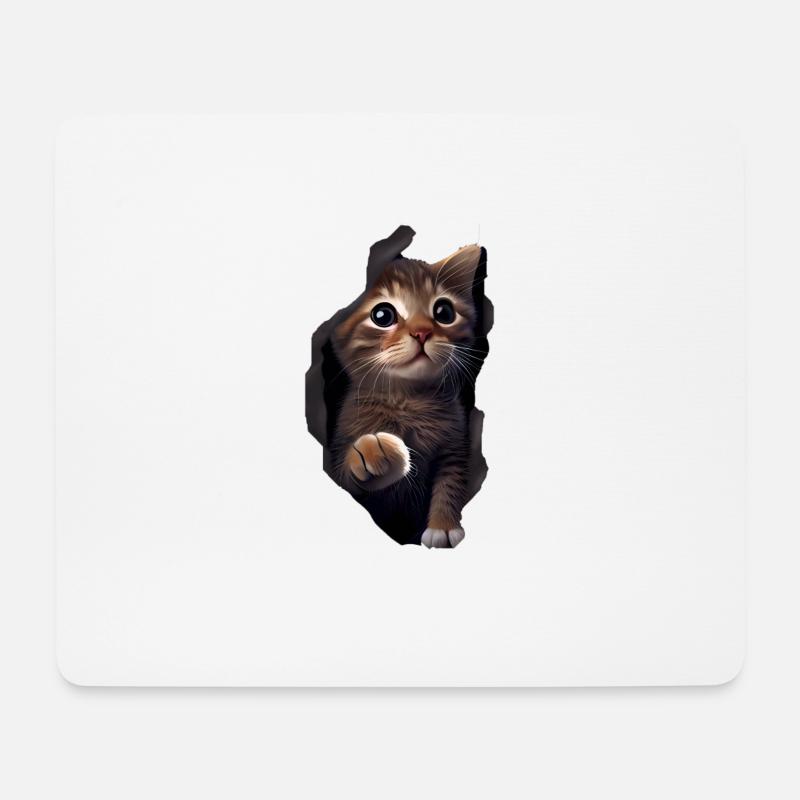 Katze süßes Kätzchen Riss Katzenliebhaber Katzen - Mousepad (Querformat) - Weiß