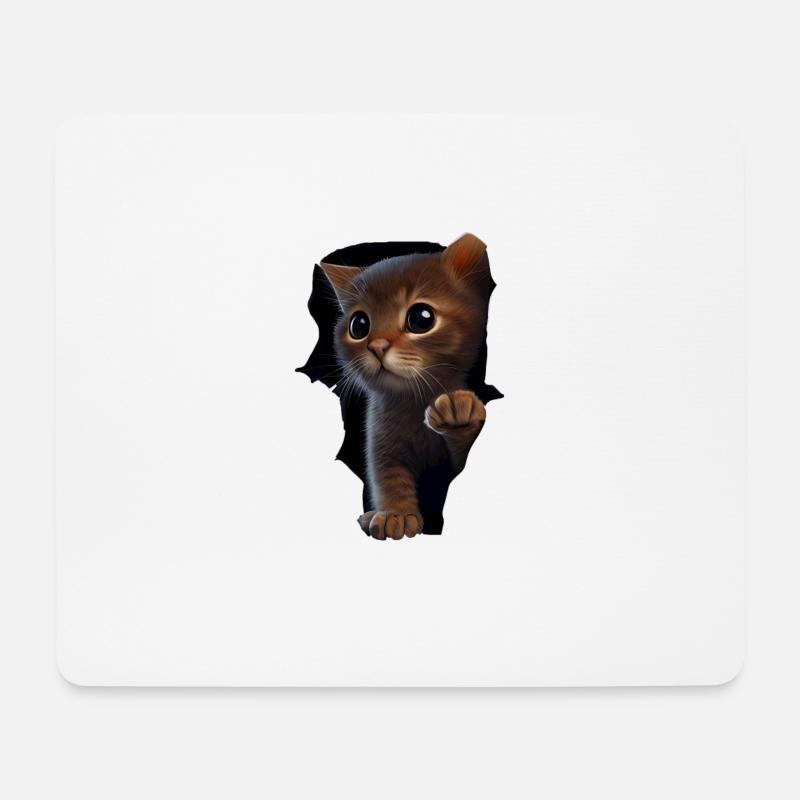 Katze süßes Kätzchen Riss Katzenliebhaber Katzen - Mousepad (Querformat) - Weiß