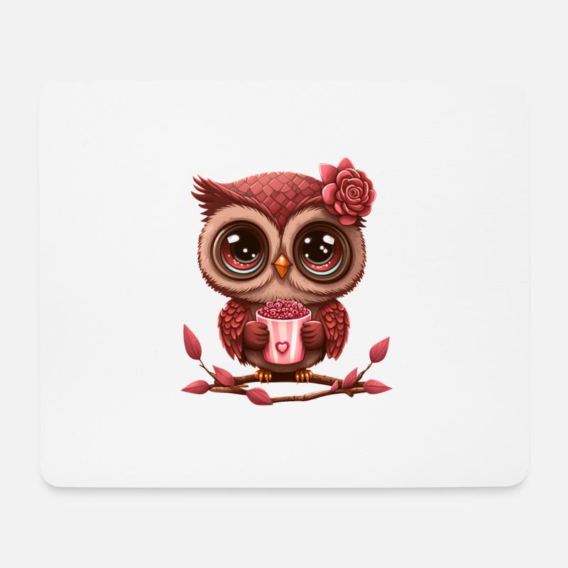 Eule Tier süß wild vogel Zoo wald natur kind - Mousepad (Querformat) - Weiß