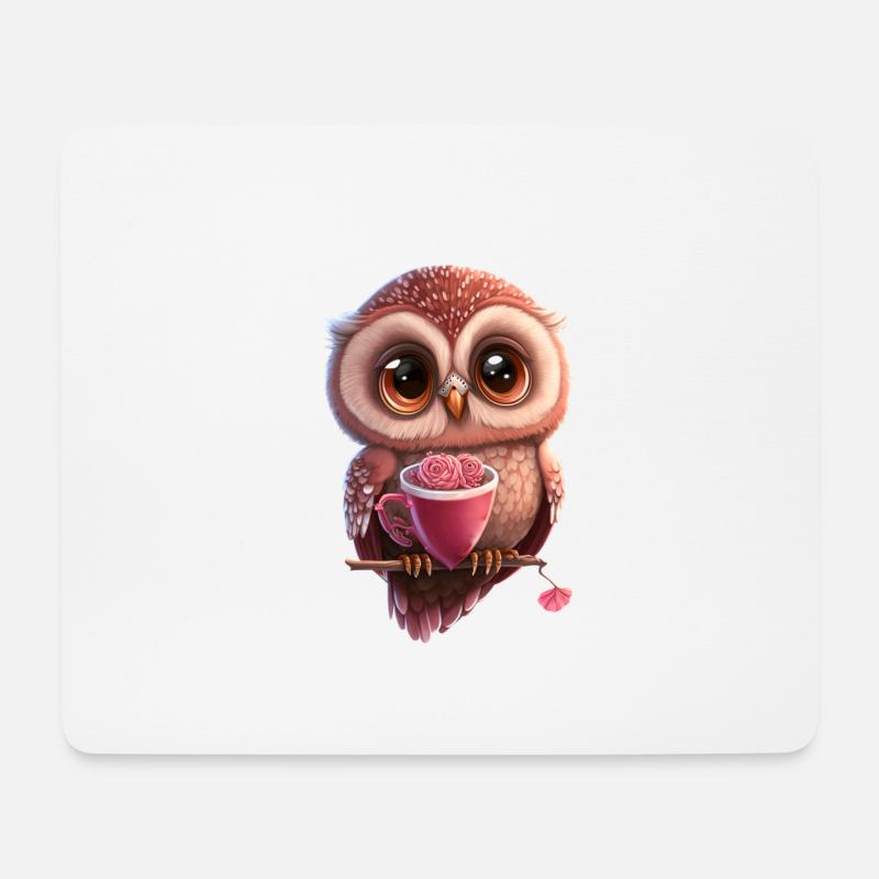 Eule Tier süß wild vogel Zoo wald natur kind - Mousepad (Querformat) - Weiß