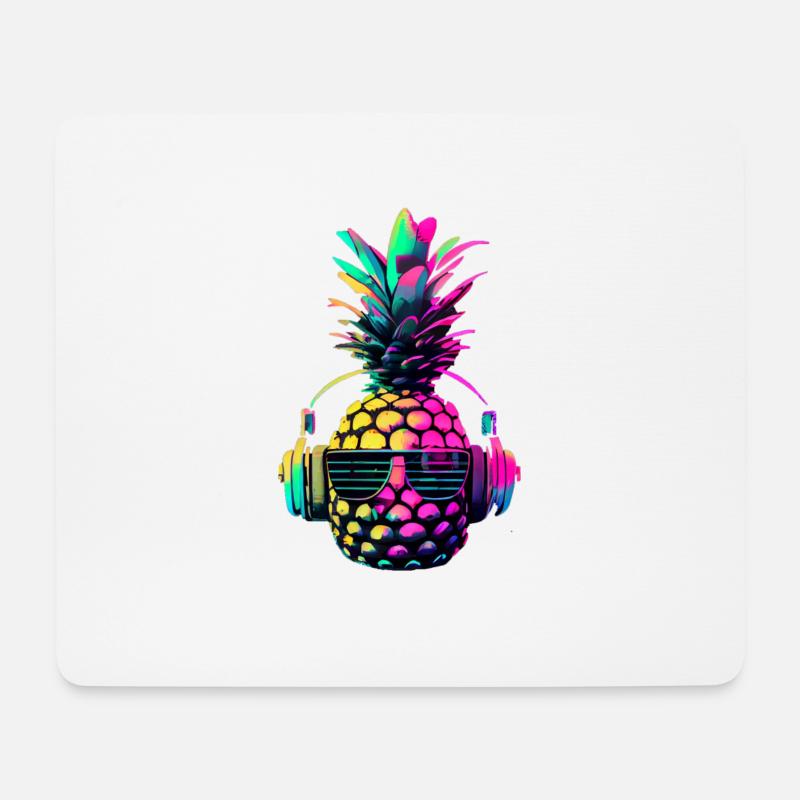 EDM Musik Rave Festival Ananas Techno - Mousepad (Querformat) - Weiß