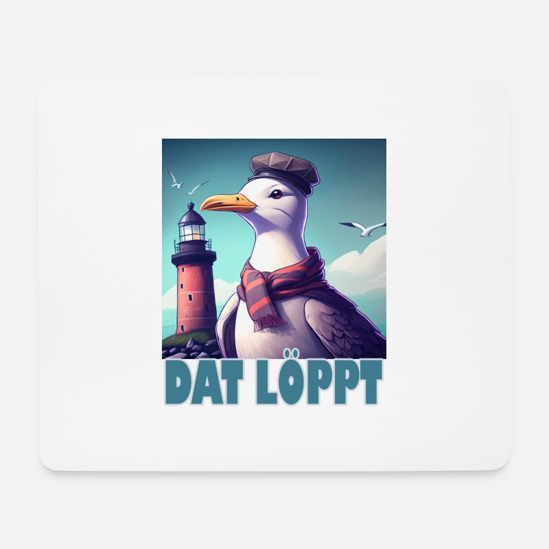 Dat Löppt Möwe Leuchtturm Meer Plattdeutsch Norden - Mousepad (Querformat) - Weiß