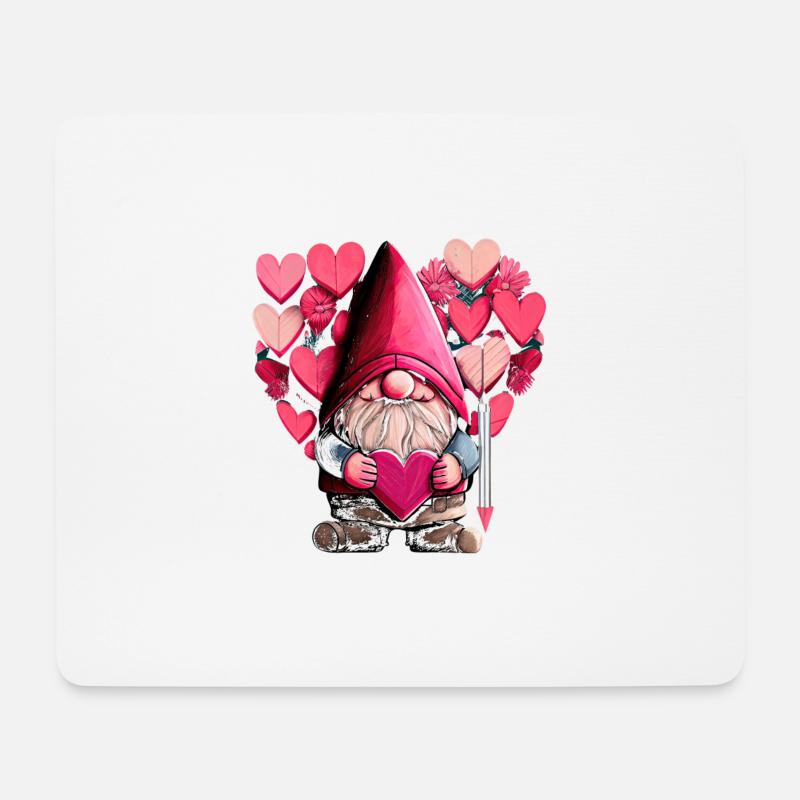 Alles Gute zum Valentinstag Zwerg mit Herz Lustig - Mousepad (Querformat) - Weiß
