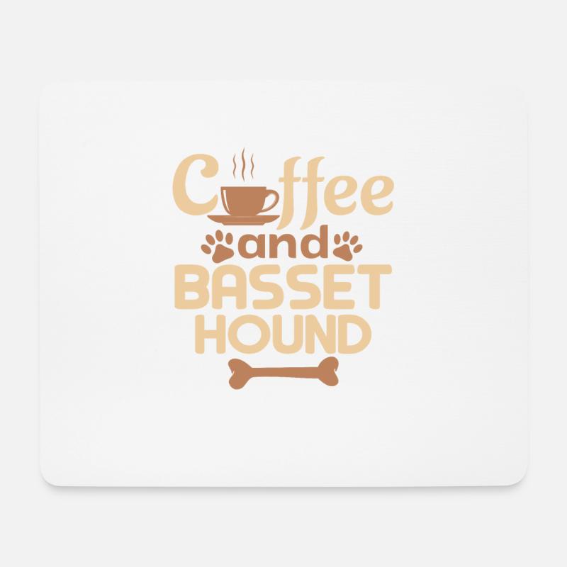 Kaffee und Basset Hound - Mousepad (Querformat) - Weiß