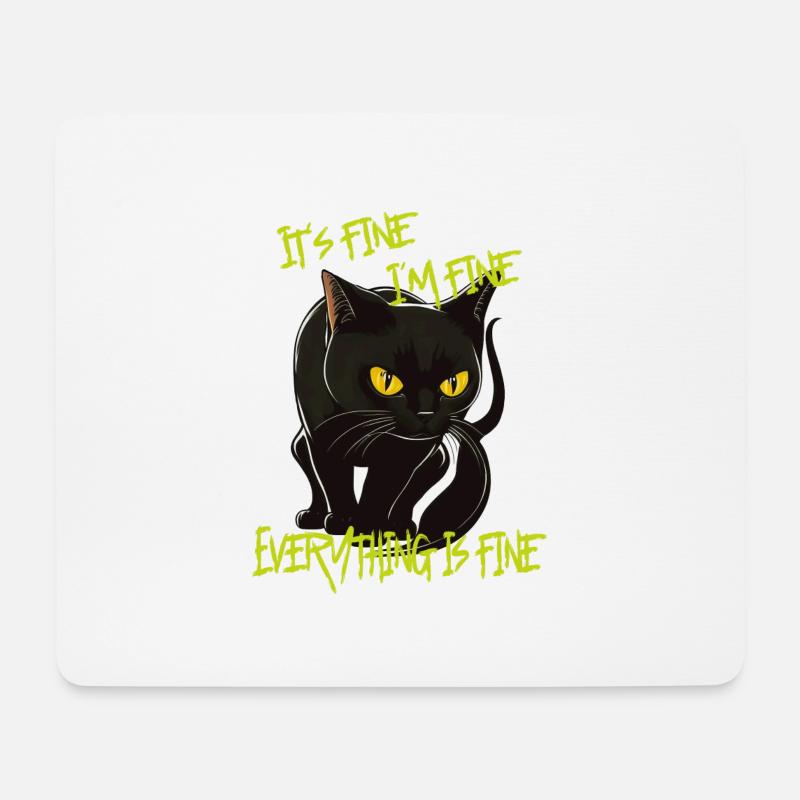 It´s fine Alles ist gut Lustig Katze - Mousepad (Querformat) - Weiß