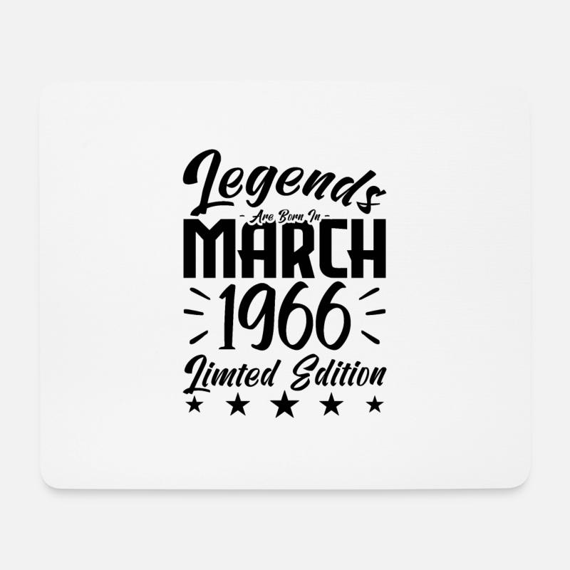 Geboren im März 1966. März Geburtstagsgeschenk - Mousepad (Querformat) - Weiß