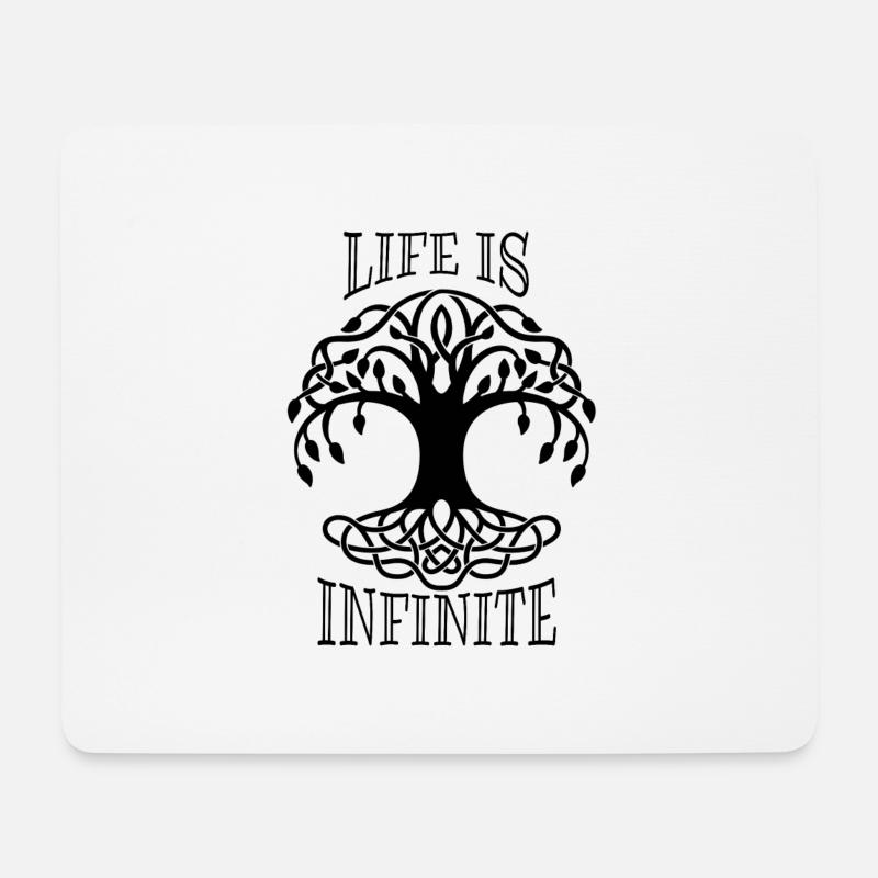 Das Leben ist unendlich Spruch mit Lebensbaum - Mousepad (Querformat) - Weiß
