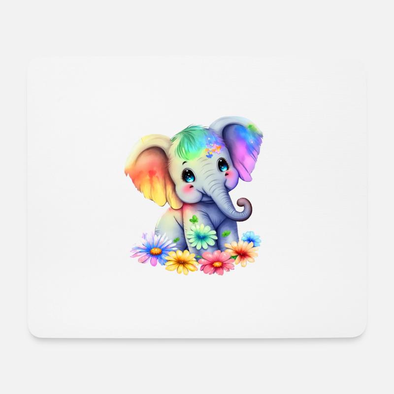 Kleiner Baby Elefant - Mousepad (Querformat) - Weiß