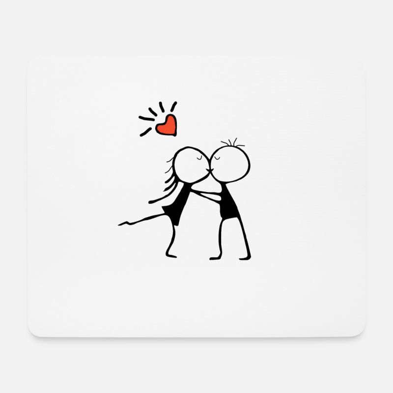 Umarmung der Liebe: Ein romantisches Paar-Design - Mousepad (Querformat) - Weiß