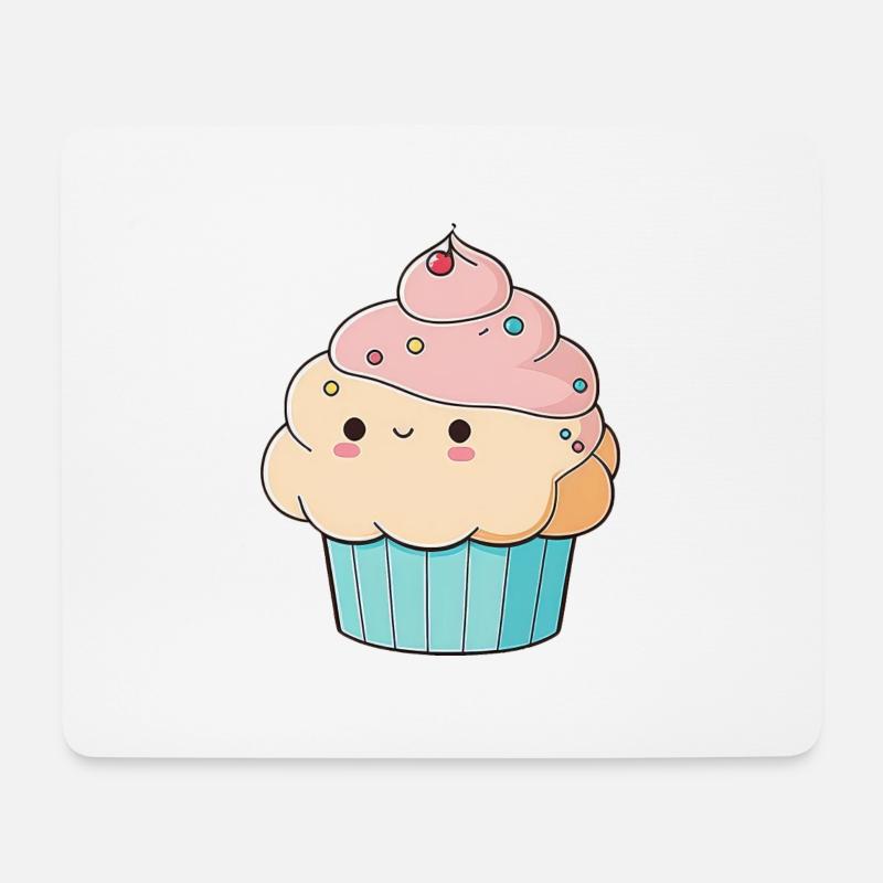 Cupcake Muffin Kuchen Süß Kawaii Niedlich Essen - Mousepad (Querformat) - Weiß