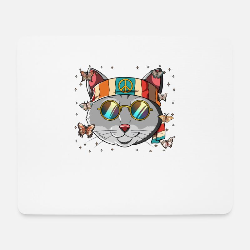 60er 70er Jahre Kostüm Groovy Hippie - Mousepad (Querformat) - Weiß