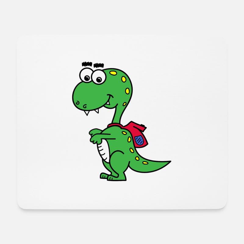 T-Rex mit Rucksack - Mousepad (Querformat) - Weiß