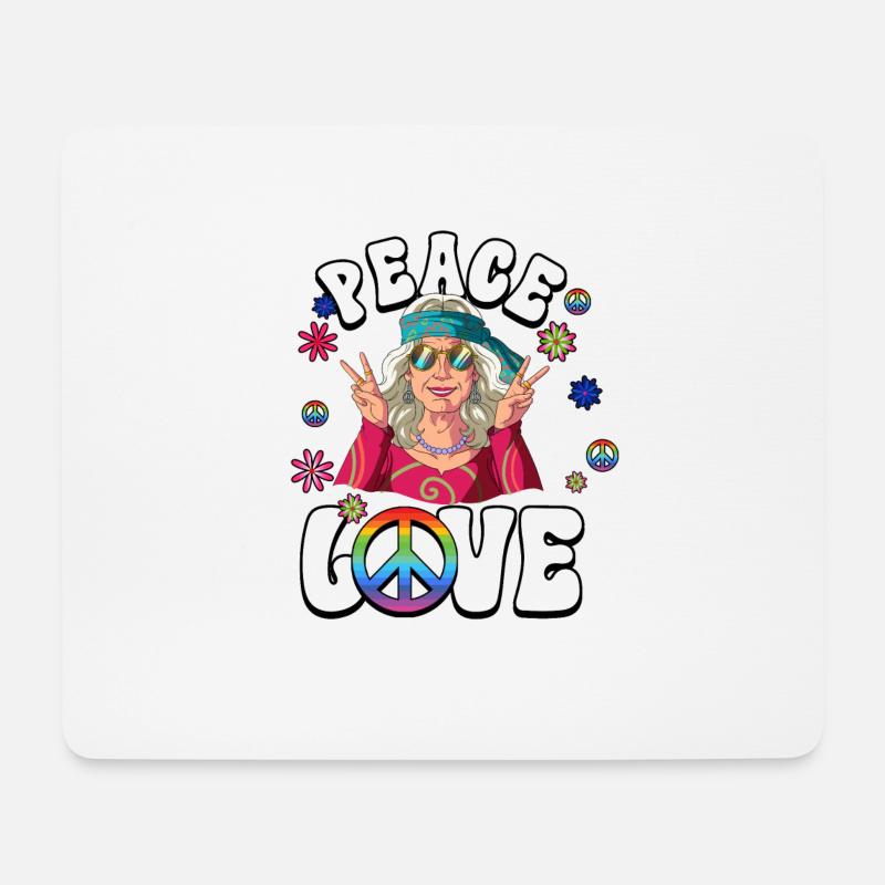 60er 70er Jahre Kostüm Peace Love Hippie - Mousepad (Querformat) - Weiß