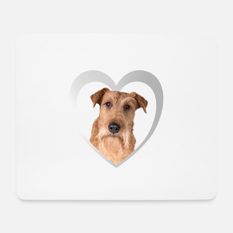 Irish Terrier Herz - I Love Irish Terrier - Mousepad (Querformat) - Weiß