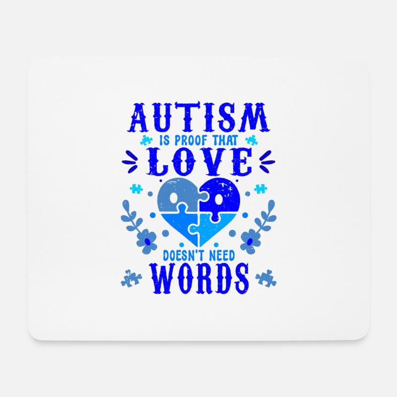 Autismus Blau Autismus Bewusstsein Unterstützung Monat Autismus - Mousepad (Querformat) - Weiß