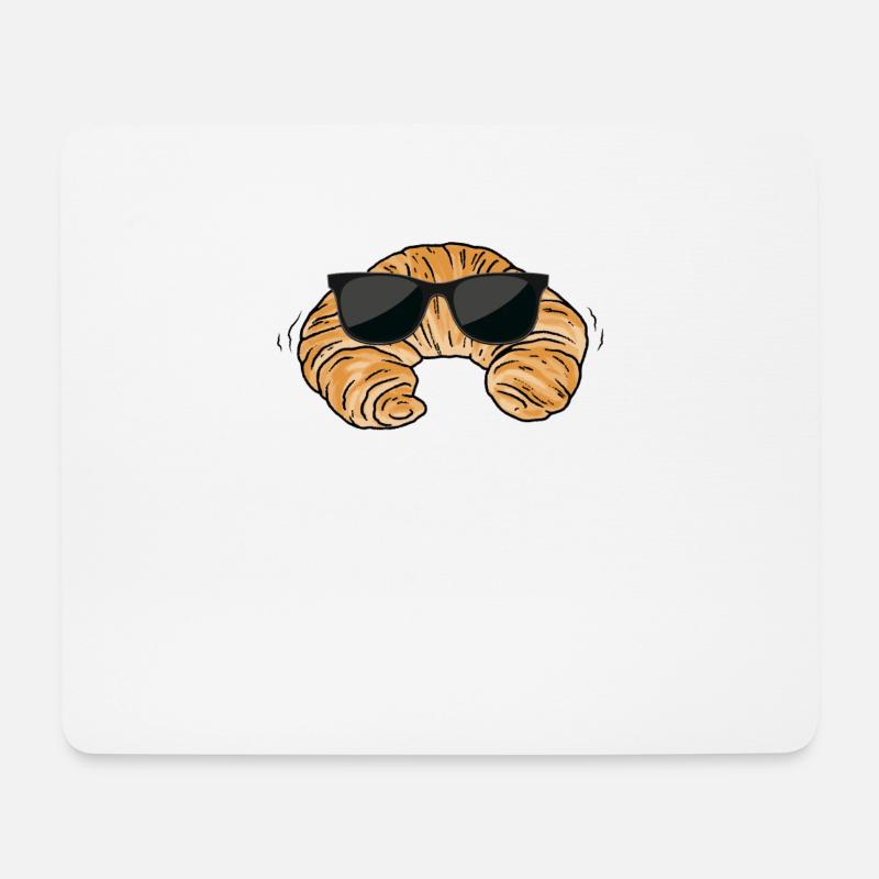 Croissant Mit Sonnenbrille - Mousepad (Querformat) - Weiß