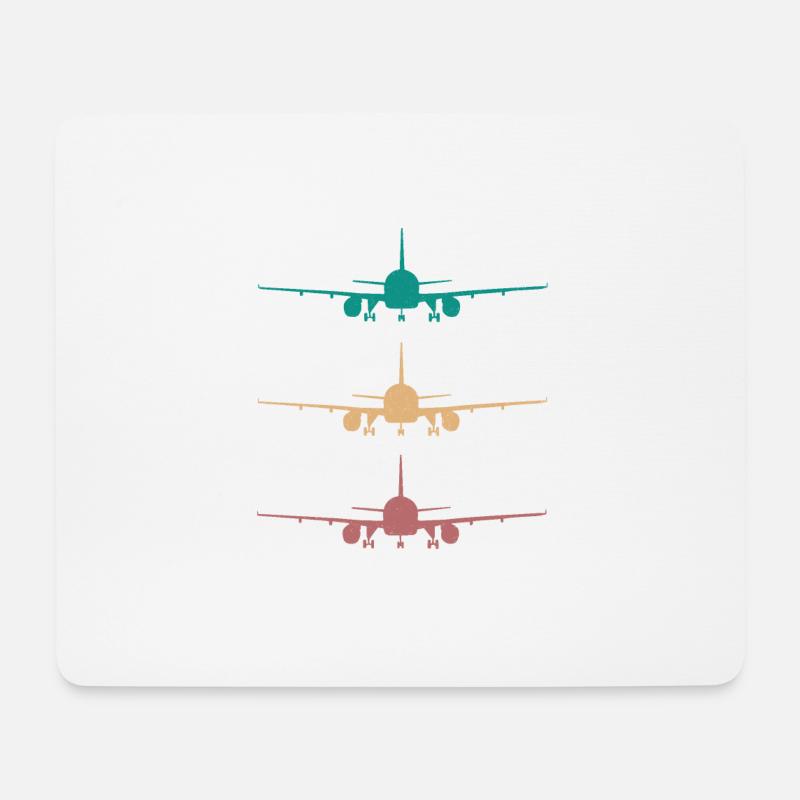 Flugzeug Retro Design 3 farben / für piloten - Mousepad (Querformat) - Weiß