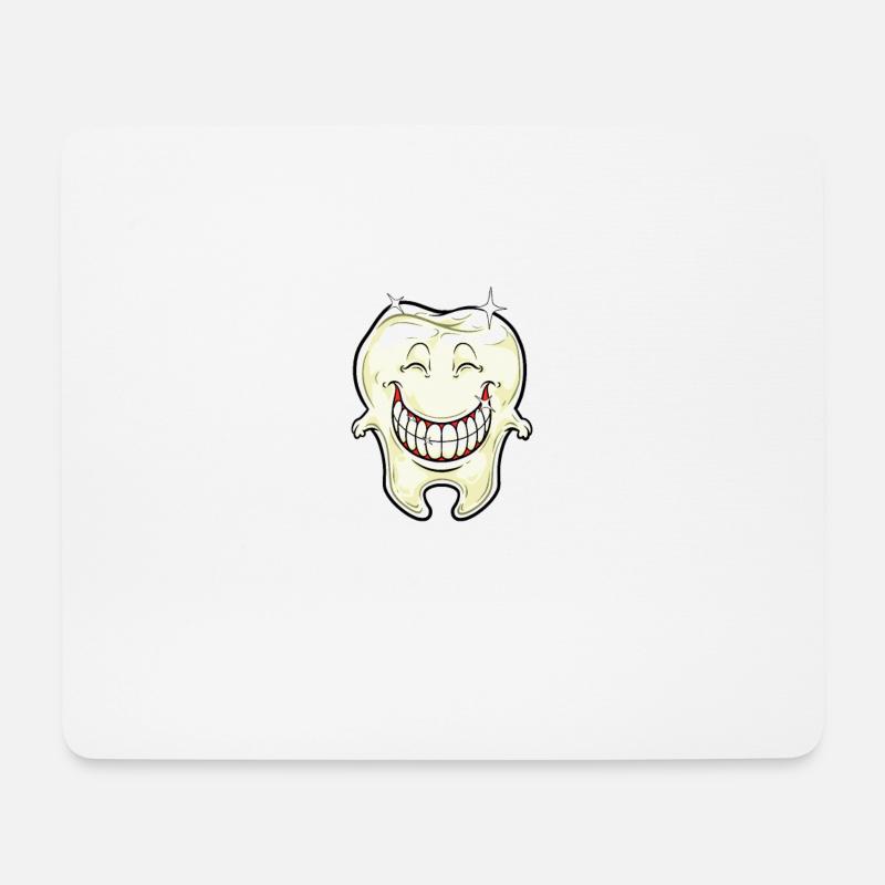 Cartoon grinsender gesunder Zahn - Mousepad (Querformat) - Weiß