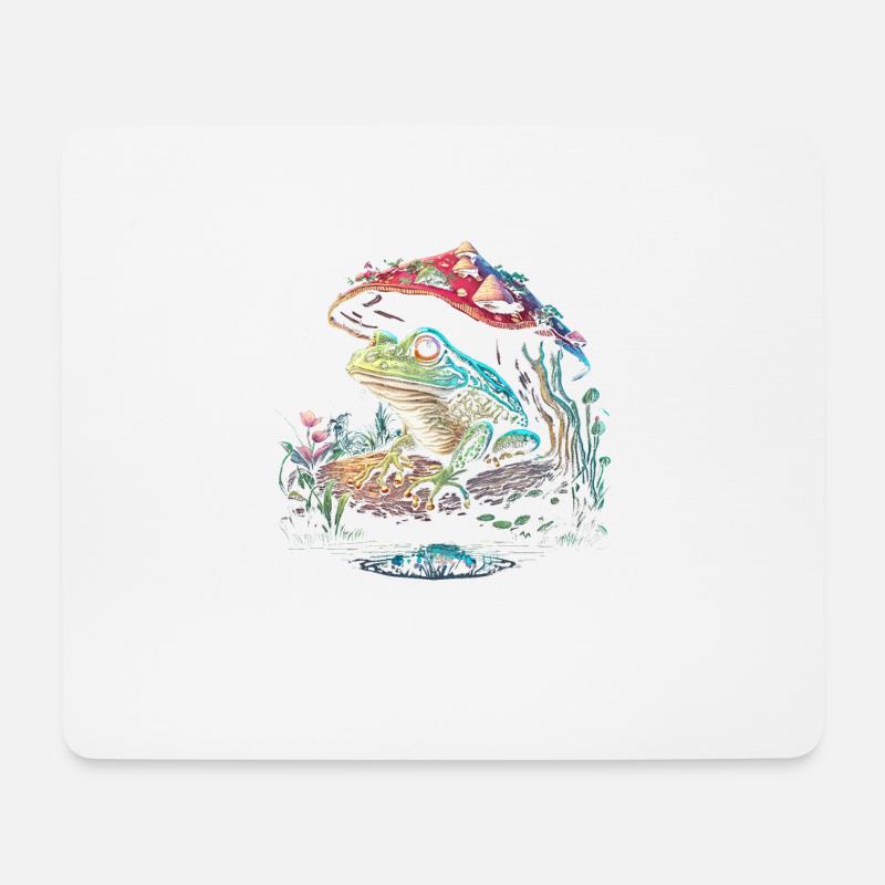 Cottagecore Aesthetic Frog Mushroom - Mousepad (Querformat) - Weiß