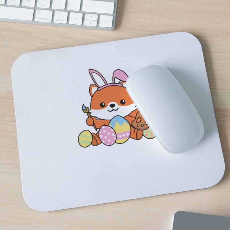 happy easter sweet fox Easter with Easter eggs Mouse Pad (horizontal)
