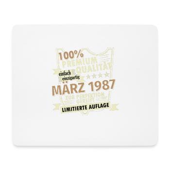 36. Geburtstag März Jahrgang 1987 Geschenkidee - Mousepad (Querformat) - Weiß - Vorne