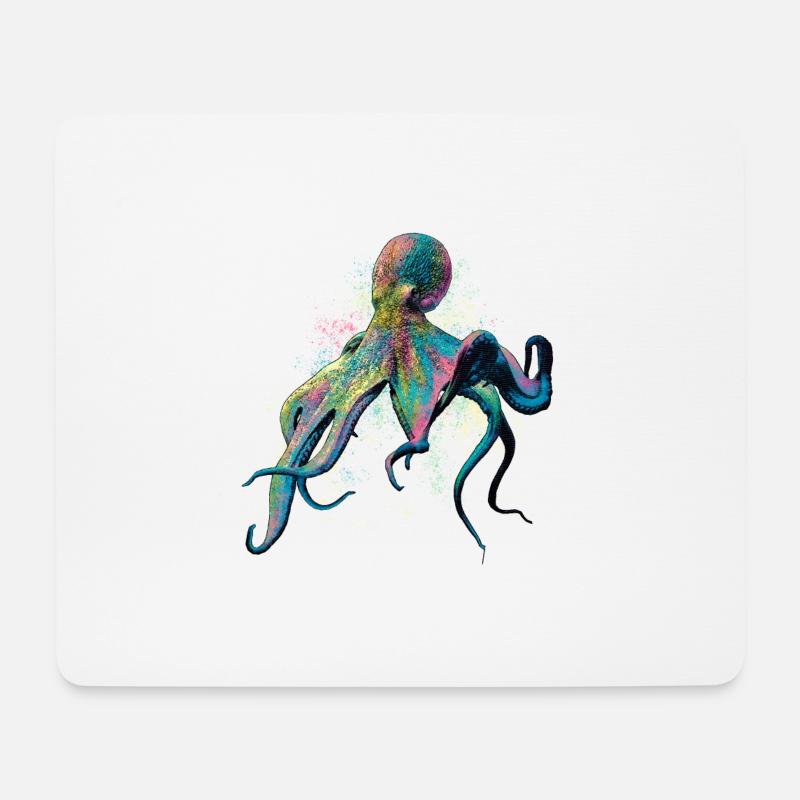 Bunter Oktopus - Mousepad (Querformat) - Weiß