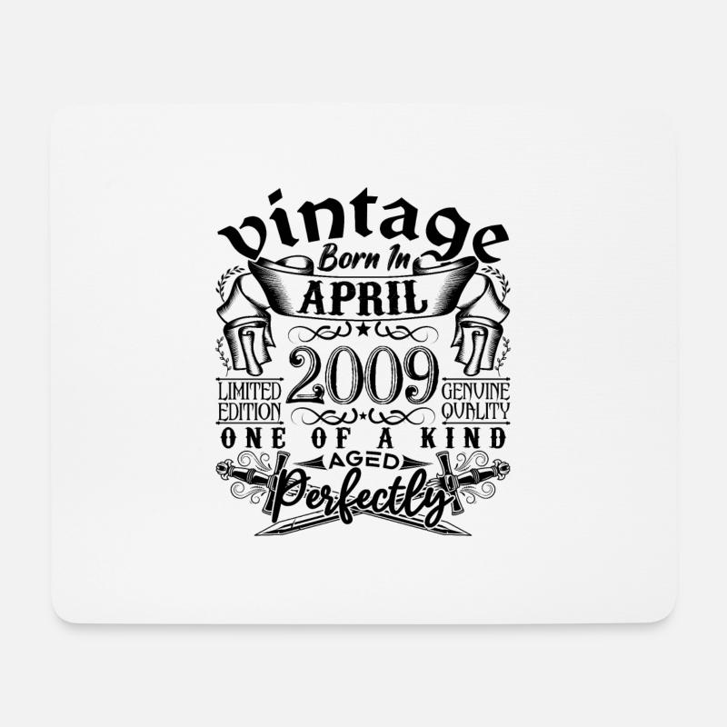 Geburtstag 2009 April 2009 ! geboren im April 2009 - Mousepad (Querformat) - Weiß