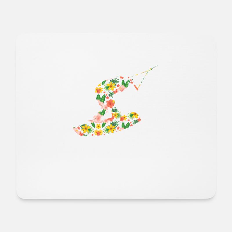 Wakeboard Summertime Floral Wakeboarding Bunte - Mousepad (Querformat) - Weiß