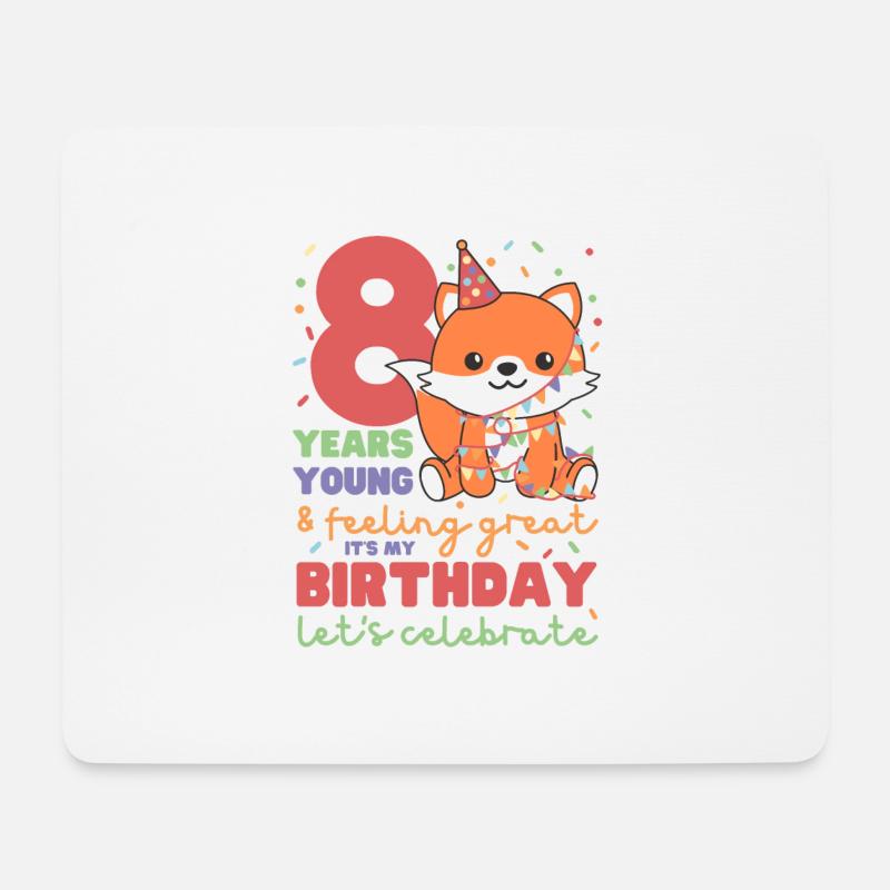 Fuchs zum 8. Geburtstag Kinder acht Jahre alt - Mousepad (Querformat) - Weiß