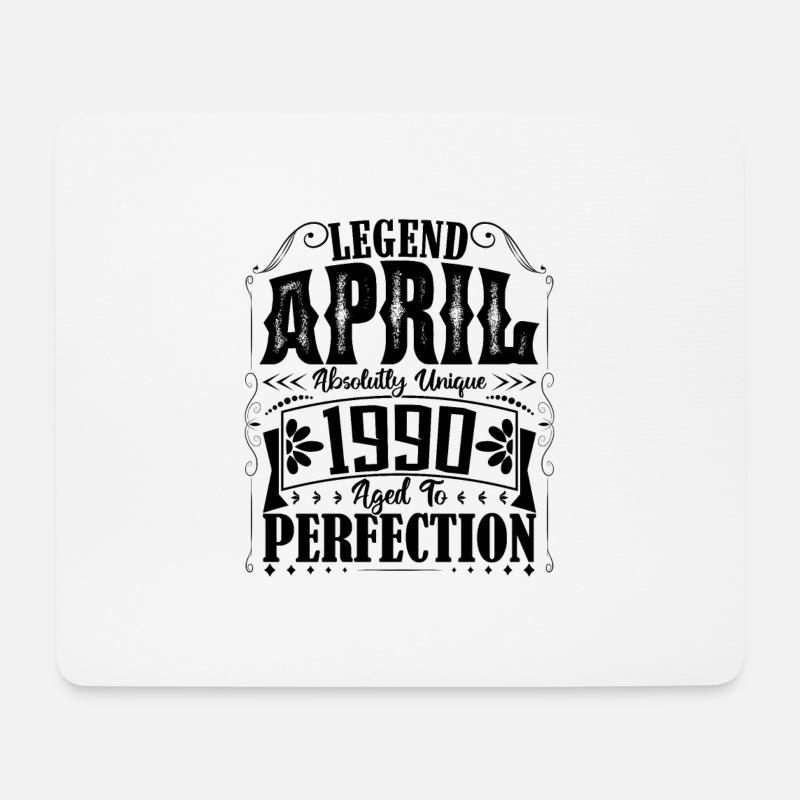 April 1990. Jahrestag April 1990. Geschenk 1990. - Mousepad (Querformat) - Weiß