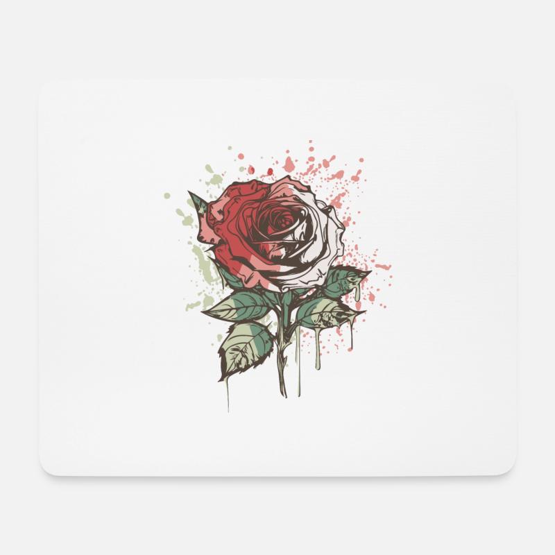 Rote Rose - Mousepad (Querformat) - Weiß