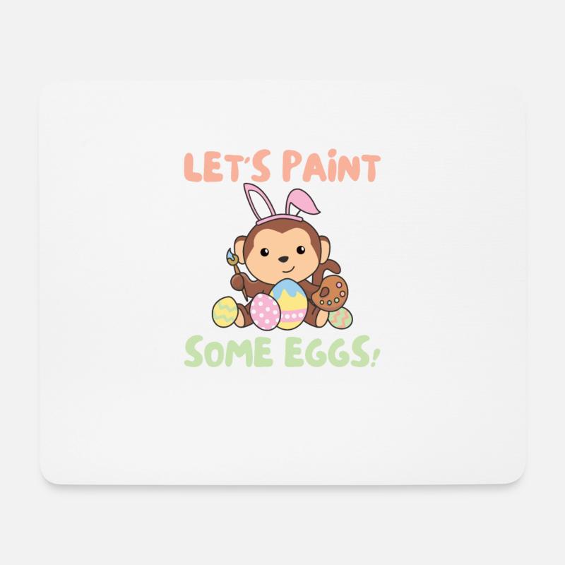 süße Affen zu Ostern mit Ostereiern Affe - Mousepad (Querformat) - Weiß