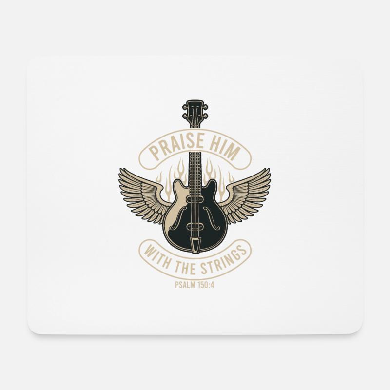 Lobe Ihn Mit Den Saiten Christliche Kirchenmusik - Mousepad (Querformat) - Weiß