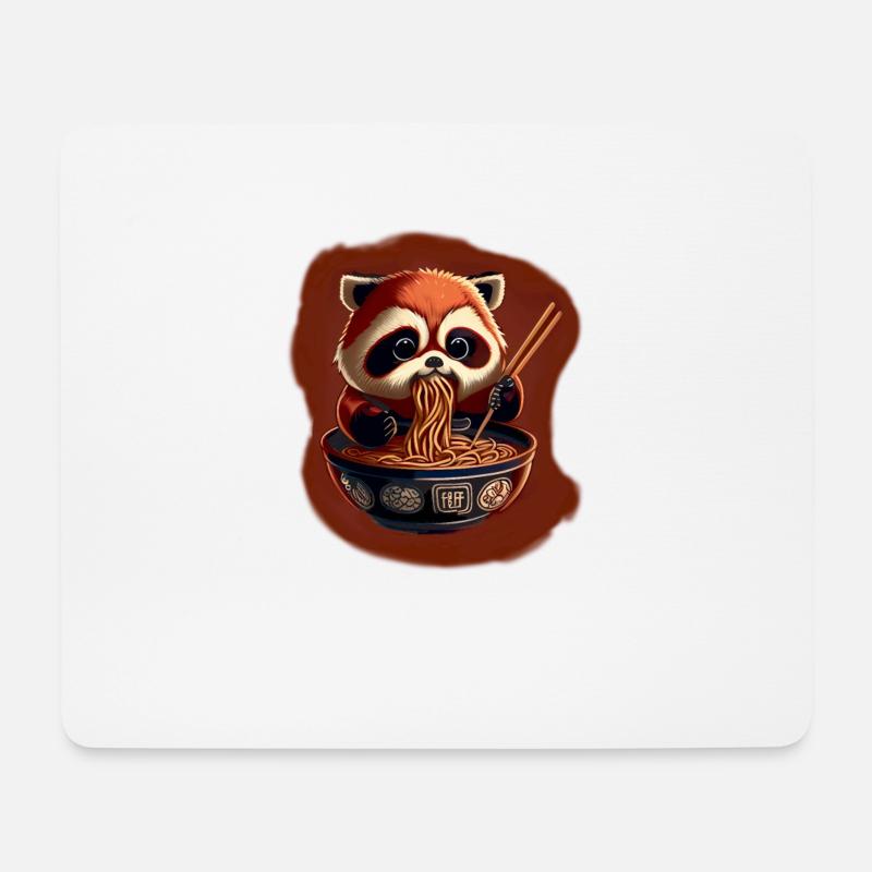 But first Ramen süße Roter Panda isst Ramen - Mousepad (Querformat) - Weiß