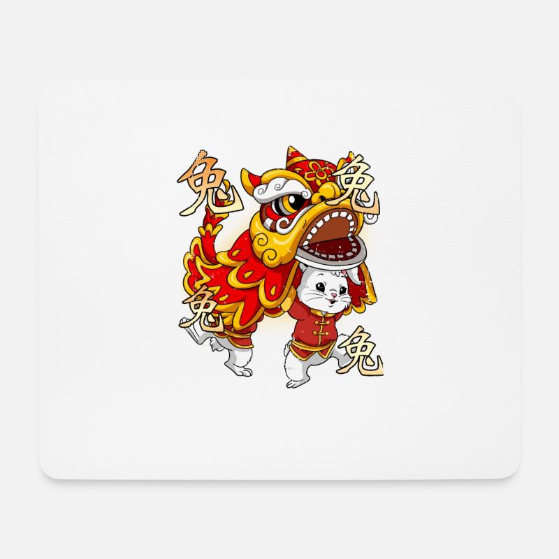 Jahr Des Hasens Mondneujahrsfest Chinesisches - Mousepad (Querformat) - Weiß