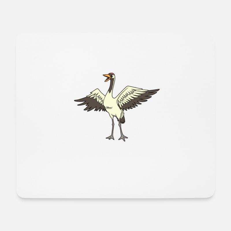 Kawaii Kranich - Mousepad (Querformat) - Weiß