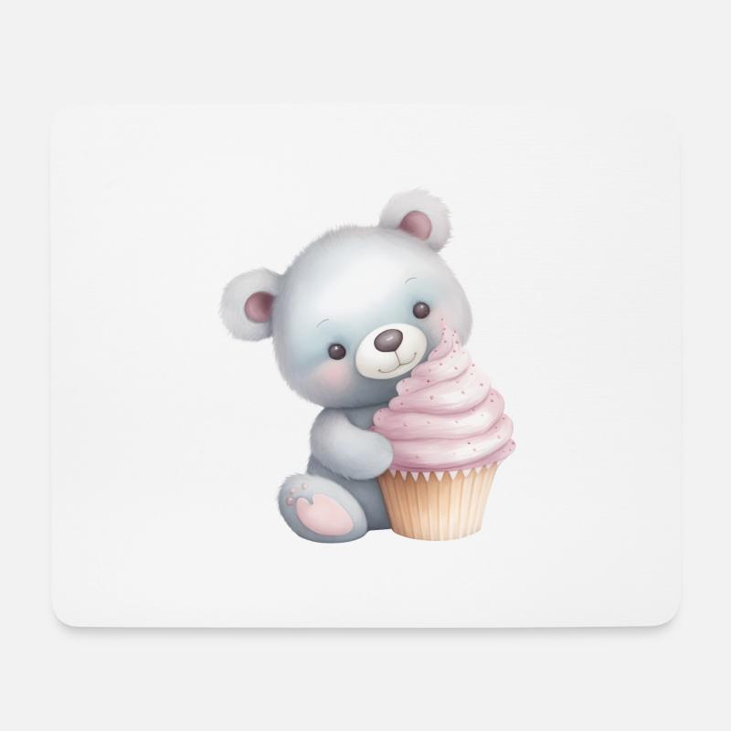 Teddy Bär Cupcake - Mousepad (Querformat) - Weiß