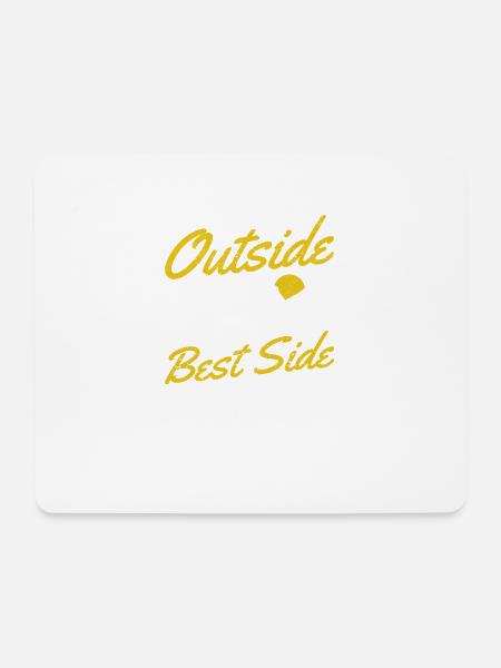 Draußen ist das beste Seitenzelt Camping Geocache - Mousepad (Querformat) - Weiß