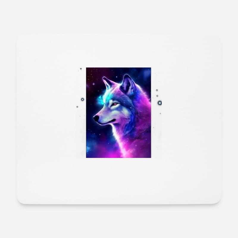 Wolf Galaxie Weltraum Grafik Wolf Lover - Mousepad (Querformat) - Weiß