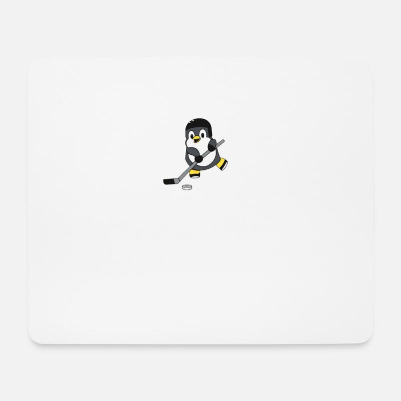 Pinguin spielt Eishockey - Mousepad (Querformat) - Weiß